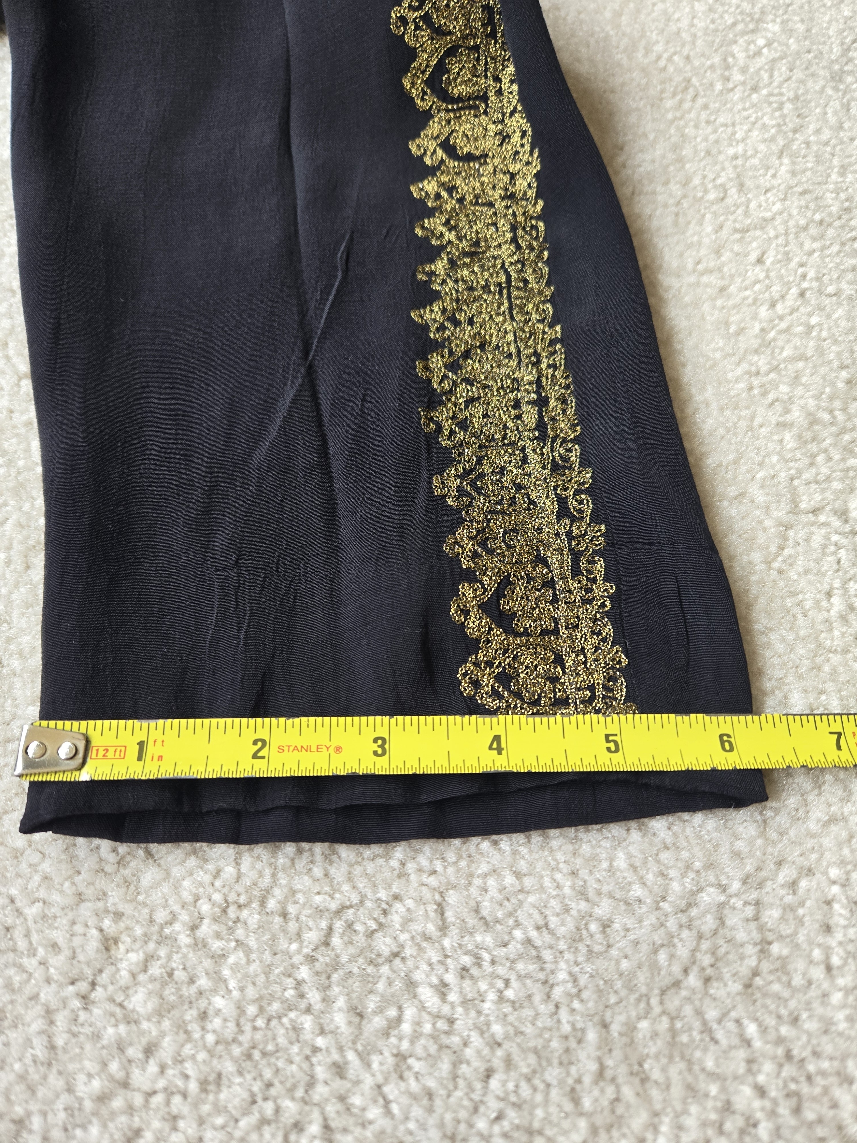 Women's Black Skinny Pants With Gold Lace Trim — image 4 of 8